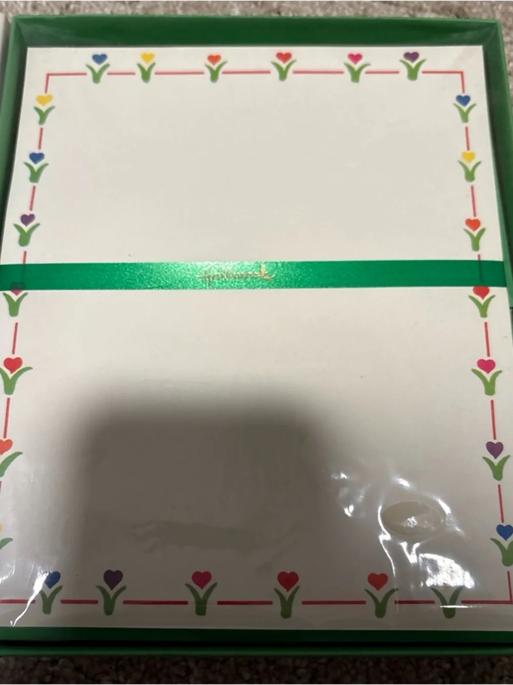 Vintage Hallmark Multi Colored Tulip Heart Flower Sheets Boxed Stationery Spring